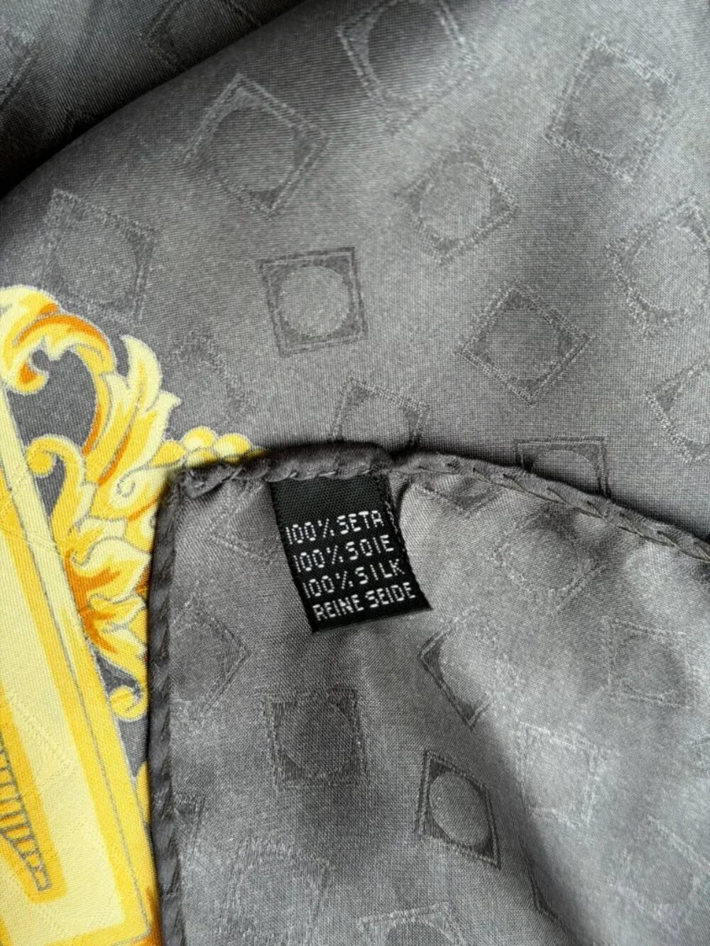 Andrea Zanellato 100% Silk Square Scarf Hijab Muslim 35x35 Gray Gold Italy